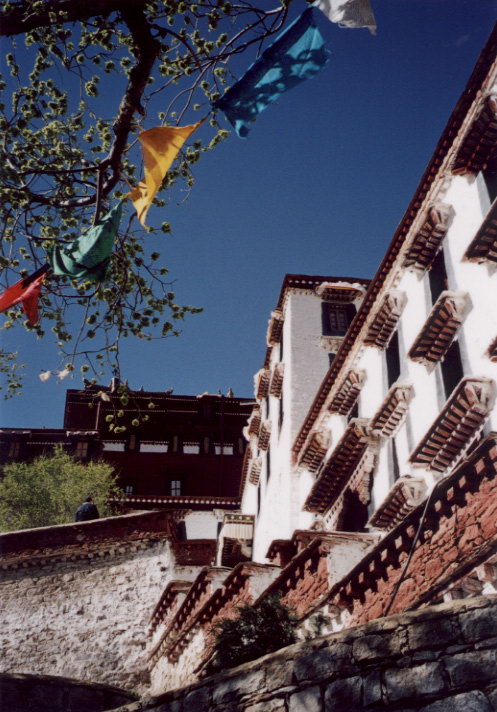 西藏圖片：布達拉宮裡的經帆