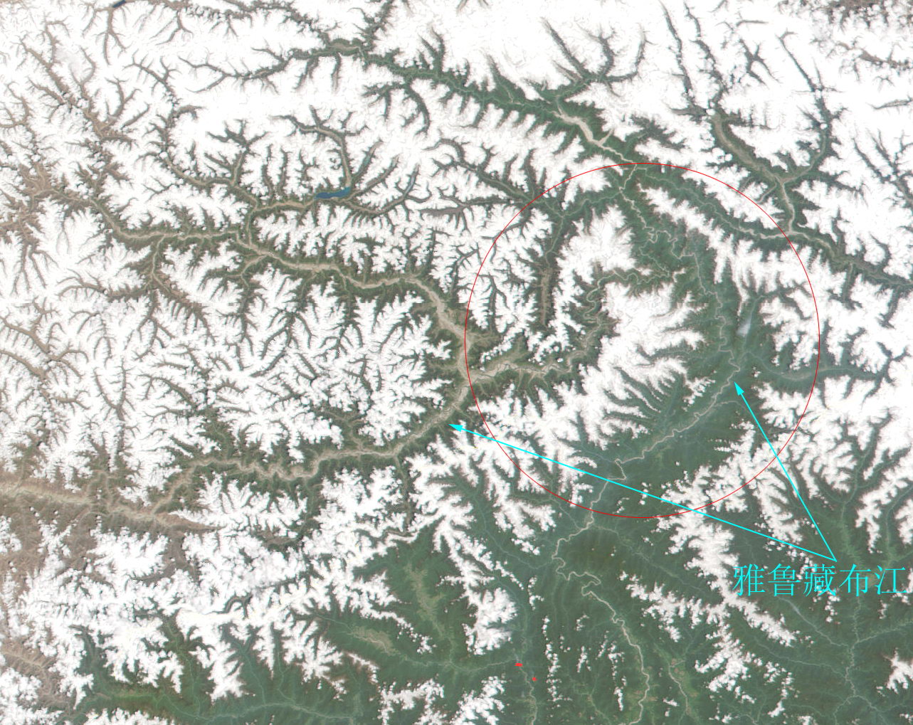 點擊查看大圖－西藏雅魯藏布江大峽谷衛星地圖